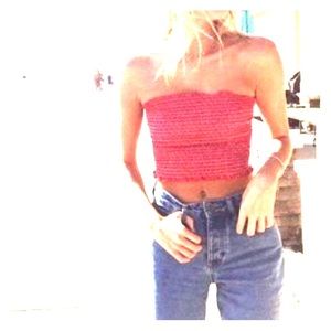 Brandy Melville Red Smock Cleo Top